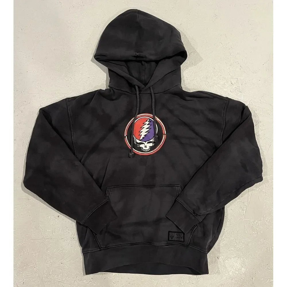 Levis x Grateful‎ Dead Hoodie Sweatshirt Skull Rose Tie Dye Gray Pullover XS